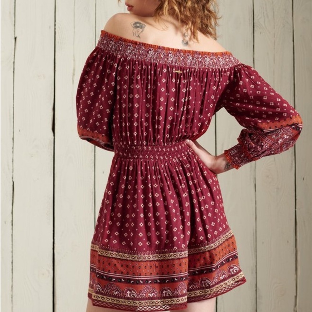 SUPERDRY Ameera Off The Shoulder Playsuit Romper Size 6 - Picture 3 of 16